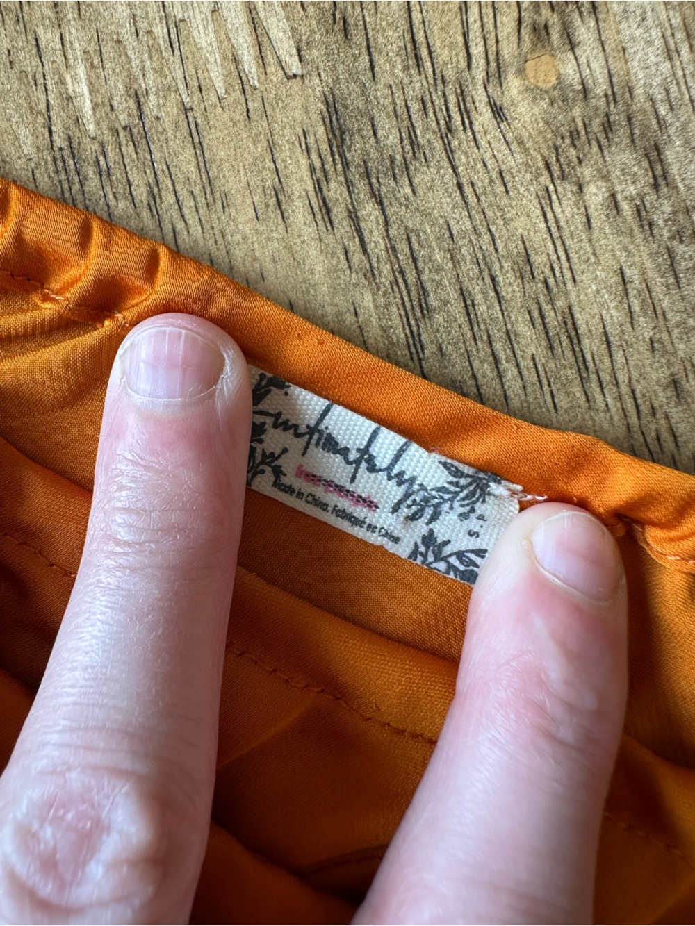 Free People Bright Orange Satin Slip Skirt Double Lined Bohemian Lace Tie - Picture 6 of 8
